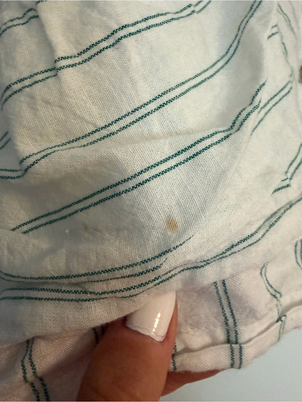 Free People oversized quarter sleeve button up. Light green stripes. - Picture 2 of 2